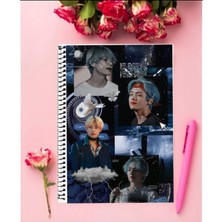 Bts Defter 1 Adet Özel Tasarım A4 Boyutu Telli Kareli Defter 21*29 cm