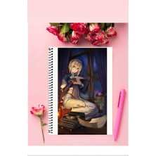 Violet Evergarden Anime Defter 1 Adet Özel Tasarım A4 Boyutu Telli Kareli Defter 21*29 cm
