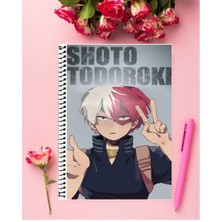 Shoto Todoroki Anime Defter 1 Adet Özel Tasarım A4 Boyutu 21*29 cm Telli Kareli Defter