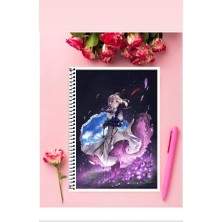 Violet Evergarden Anime Defter 1 Adet Özel Tasarım A4 Boyutu Telli Kareli Defter 21*29 cm