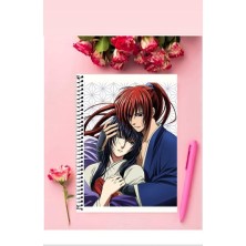 Ruroini Kenshin Anime Defter 1 Adet Özel Tasarım A4 Boyutu Telli Kareli Defter 21*29 cm