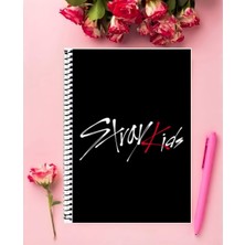 Stray Kids K-Pop  Defter 1 Adet Özel Tasarım A4 Boyutu 21*29 cm  Telli Kareli Defter
