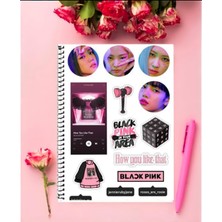 Black Pink Defter 1 Adet Özel Tasarım A4 Boyutu Telli Kareli Defter 21*29 cm
