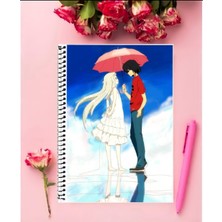 Anohana Anime Defter 1 Adet Özel Tasarım A4 Boyutu 21*29 cm  Telli Kareli Defter