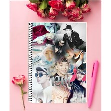 Anime And Your World Bts Defter 1 Adet Özel Tasarım A4 Boyutu Telli Kareli Defter 21*29 cm