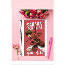 Sanada Yukimura Anime Defter 1 Adet Özel Tasarım A4 Boyutu Telli Kareli Defter 21*29 cm