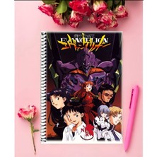 Anime And Your World Neon Genesis Evangelion Anime Defter 1 Adet Özel Tasarım A4 Boyutu 21*29 cm  Telli Kareli Defter