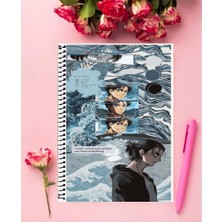 Anime And Your World Eren Jeager Anime Defter 1 Adet Özel Tasarım A4 Boyutu 21*29 cm  Telli Kareli Defter