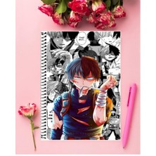 Shoto Todoroki Anime Defter 1 Adet Özel Tasarım A4 Boyutu 21*29 cm Telli Kareli Defter