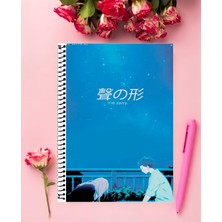 Anime And Your World Koe No Katachi Anime Defter 1 Adet Özel Tasarım A4 Boyutu 21*29 cm  Telli Kareli Defter