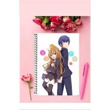Anime And Your World Toradora Anime Defter 1 Adet Özel Tasarım A4 Boyutu Telli Kareli Defter 21*29 cm