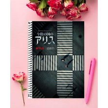 Alice In Borderland 1 Adet Özel Tasarım A4 Boyutu 21*29 cm  Telli Kareli Defter