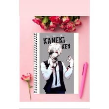 Anime And Your World Kaneki Ken Anime Defter 1 Adet Özel Tasarım A4 Boyutu Telli Kareli Defter 21*29 cm