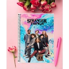 Anime And Your World Stranger Things Defter 1 Adet Özel Tasarım A4 Boyutu 21*29 cm  Telli Kareli Defter