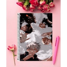 Anime And Your World Jujutsu Kaisen Anime Defter 1 Adet Özel Tasarım A4 Boyutu 21*29 cm  Telli Kareli Defter