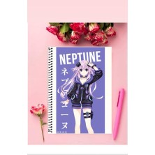 Anime And Your World Neptune Anime Defter 1 Adet Özel Tasarım A4 Boyutu Telli Kareli Defter 21*29 cm