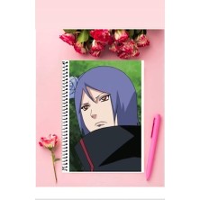 Konan Akatsuki Anime Defter 1 Adet Özel Tasarım A4 Boyutu Telli Kareli Defter 21*29 cm