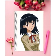 Anime And Your World School Rumble Anime Defter 1 Adet Özel Tasarım A4 Boyutu 21*29 cm  Telli Kareli Defter