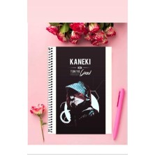 Ken Kaneki Anime Defter 1 Adet Özel Tasarım A4 Boyutu Telli Kareli Defter 21*29 cm