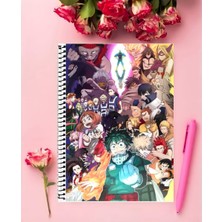 Anime And Your World Boku No Hero Academy Anime Defter 1 Adet Özel Tasarım A4 Boyutu 21*29 cm  Telli Kareli Defter