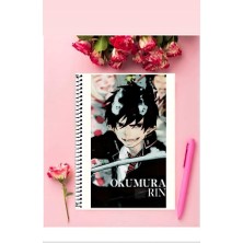 Anime And Your World Okumura Rin Anime Defter 1 Adet Özel Tasarım A4 Boyutu Telli Kareli Defter 21*29 cm