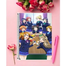 Lovelive  Anime   Defter 1 Adet Özel Tasarım A4 Boyutu 21*29 cm  Telli Kareli Defter