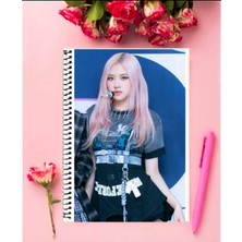 Black Pink Defter 1 Adet Özel Tasarım A4 Boyutu Telli Kareli Defter 21*29 cm