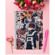 Shoto Todoroki Anime Defter 1 Adet Özel Tasarım A4 Boyutu 21*29 cm Telli Kareli Defter