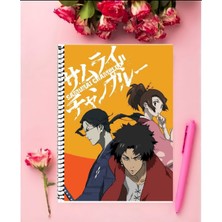 Anime And Your World Samurai Champloo Anime Defter 1 Adet Özel Tasarım A4 Boyutu 21*29 cm  Telli Kareli Defter