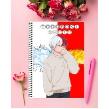 Shoto Todoroki Anime Defter 1 Adet Özel Tasarım A4 Boyutu 21*29 cm Telli Kareli Defter