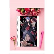 Konan Akatsuki Anime Defter 1 Adet Özel Tasarım A4 Boyutu Telli Kareli Defter 21*29 cm