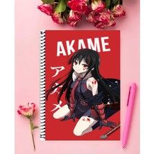 Anime And Your World Akame Ha Kill Anime Defter 1 Adet Özel Tasarım A4 Boyutu 21*29 cm  Telli Kareli Defter