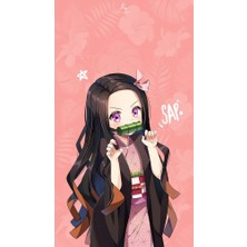 Anime And Your World Nezuko Kamado Anime Defter 1 Adet Özel Tasarım A4 Boyutu 21*29 cm  Telli Kareli Defter