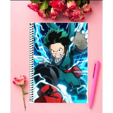 Midoriya Izuku (Mıdorıya Izuku)  Anime Defter 1 Adet Özel Tasarım A4 Boyutu 21*29 cm Telli Kareli