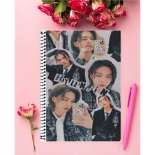 Hyunjin Stray Kids Defter 1 Adet Özel Tasarım A4 Boyutu 21*29 cm Telli Çizgisiz Büyük Boy