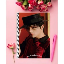 Kim Woo Jin Stray Kids Defter 1 Adet Özel Tasarım A4 Boyutu 21*29 cm Telli Çizgili Büyük Boy