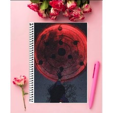 Madara Uchia Anime Defter 1 Adet Özel Tasarım A4 Boyutu 21*29 cm  Telli Kareli Defter