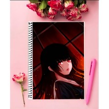 Jigoku Shoujo Anime Defter 1 Adet Özel Tasarım A4 Boyutu 21*29 cm  Telli Kareli Defter