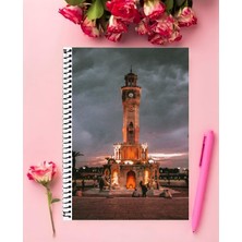 Izmir Temalı  Defter 1 Adet Özel Tasarım A4 Boyutu 21*29 cm  Telli Çizgili defter