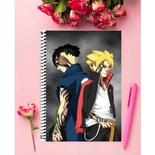 Anime And Your World Boruto Uzumaki Anime Defter 1 Adet Özel Tasarım A4 Boyutu 21*29 cm  Telli Kareli Defter