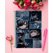 Anime And Your World Ciel Phantomhive Anime Defter 1 Adet Özel Tasarım A4 Boyutu 21*29 cm  Telli Kareli Defter