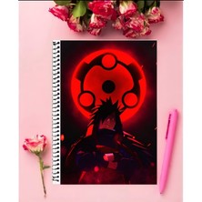 Madara Uchia Anime Defter 1 Adet Özel Tasarım A4 Boyutu 21*29 cm  Telli Kareli Defter