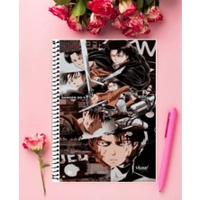 Anime And Your World Eren Jeager Anime Defter 1 Adet Özel Tasarım A4 Boyutu 21*29 cm  Telli Kareli Defter