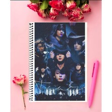 Anime And Your World Bts Defter 1 Adet Özel Tasarım A4 Boyutu Telli Kareli Defter 21*29 cm