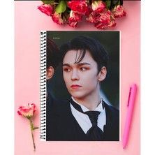 Seventeen Kpop Defter 1 Adet Özel Tasarım A4 Boyutu 21*29 cm  Telli Kareli Defter