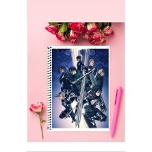 Shingeki No Kyojin Anime Defter 1 Adet Özel Tasarım A4 Boyutu Telli Kareli Defter 21*29 cm