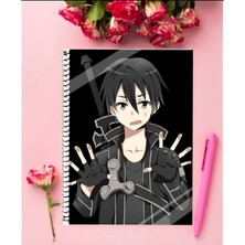 Kirito Alfheim Anime Defter 1 Adet Özel Tasarım A4 Boyutu 21*29 cm  Telli Kareli Defter