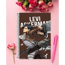 Anime And Your World Levi Ackerman Anime Defter 1 Adet Özel Tasarım A4 Boyutu 21*29 cm  Telli Kareli defter