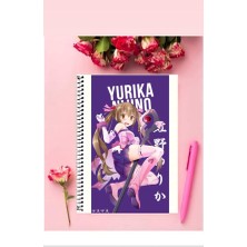 Yurika Nijino Anime Defter 1 Adet Özel Tasarım A4 Boyutu Telli Kareli Defter 21*29 cm