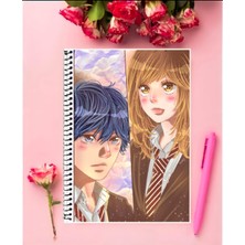 Anime And Your World Ao Haru Ride Anime   Defter 1 Adet Özel Tasarım A4 Boyutu 21*29 cm  Telli Kareli Defter